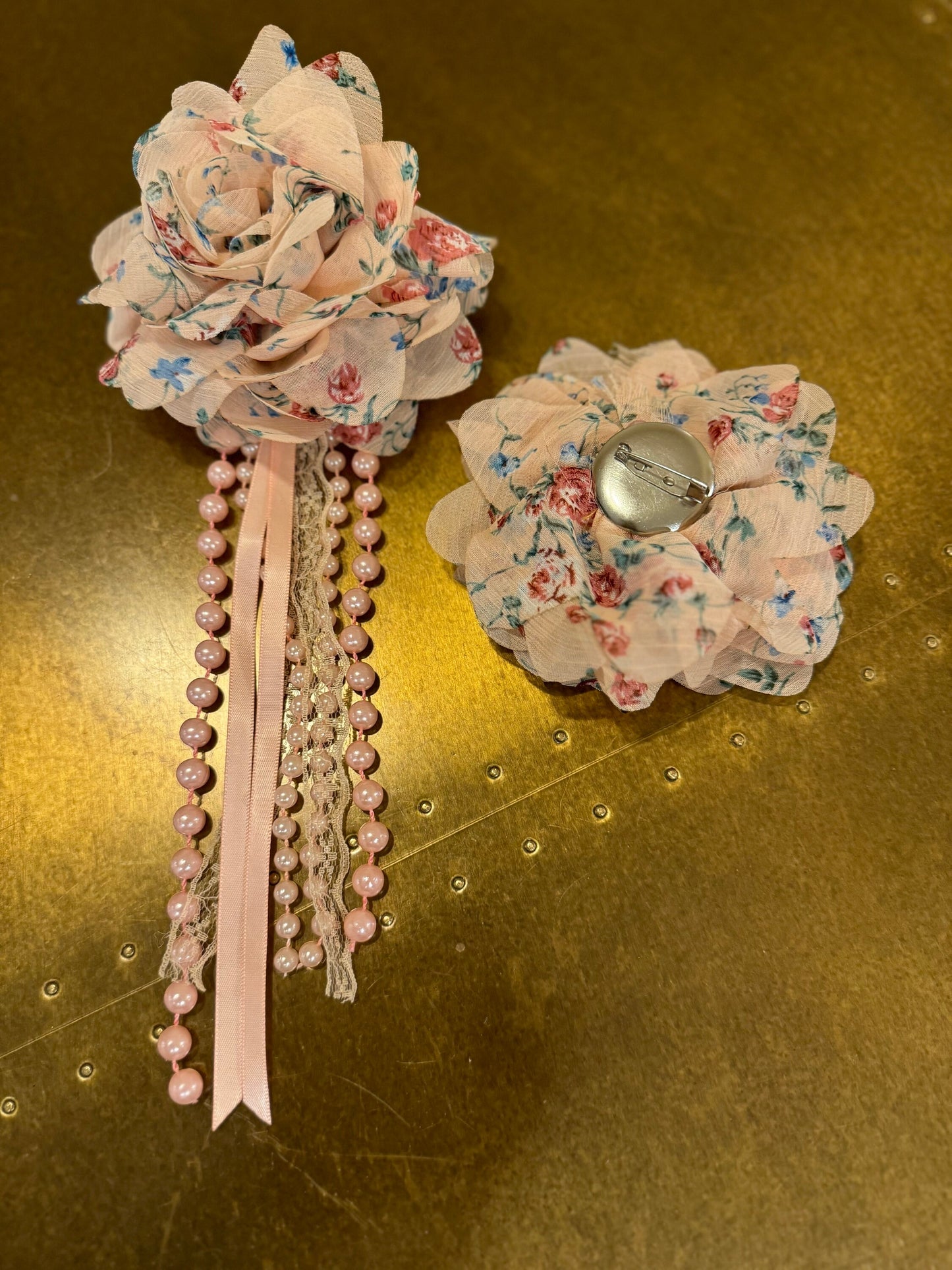 Corsage Flower, 3D Floral Printed Pink Corsage, 5” Wide, Large Pin on Corsage, Bridal, Clothing, Fashion, Hat, Accessory, Fashion, Race day