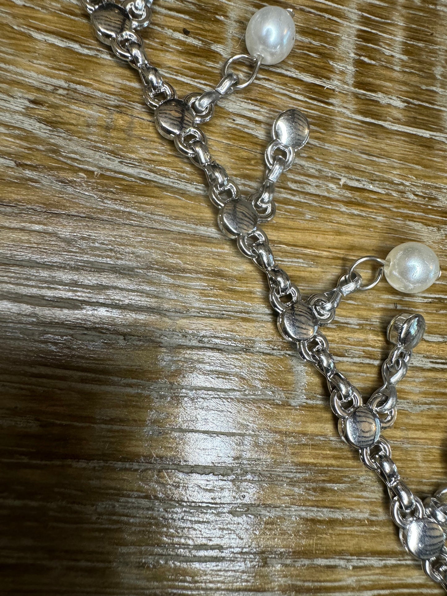 Rhinestone Pearl Chain Fringe Trimming, Silver Diamanté Chain, Bridal, Clothing, Crafts, Handbag, Bags