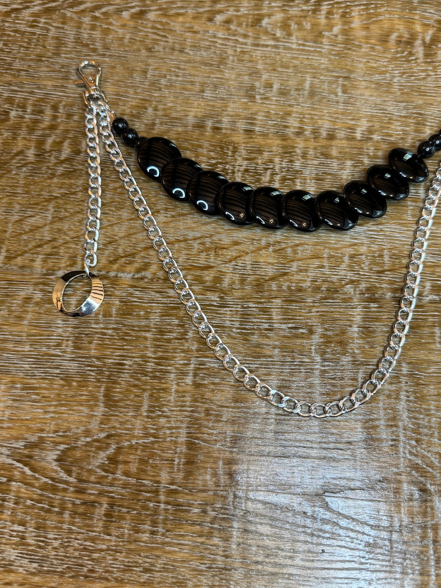 Jeans Chain, Punk Chain, Fashion Jeans Chain, Silver Jeans Chain, Beaded Design Jeans Chain, Two row, FAN Design, Gift, Accessory, Bags