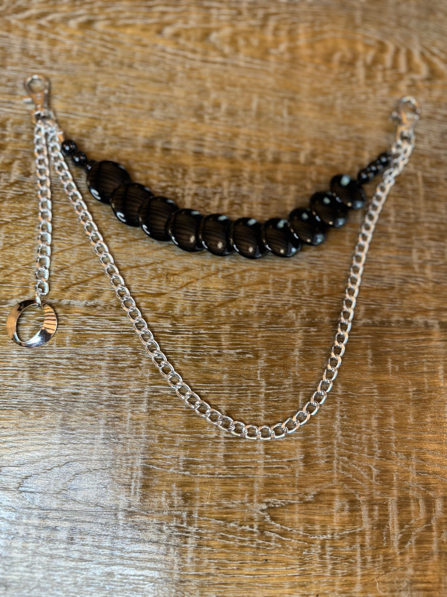 Jeans Chain, Punk Chain, Fashion Jeans Chain, Silver Jeans Chain, Beaded Design Jeans Chain, Two row, FAN Design, Gift, Accessory, Bags