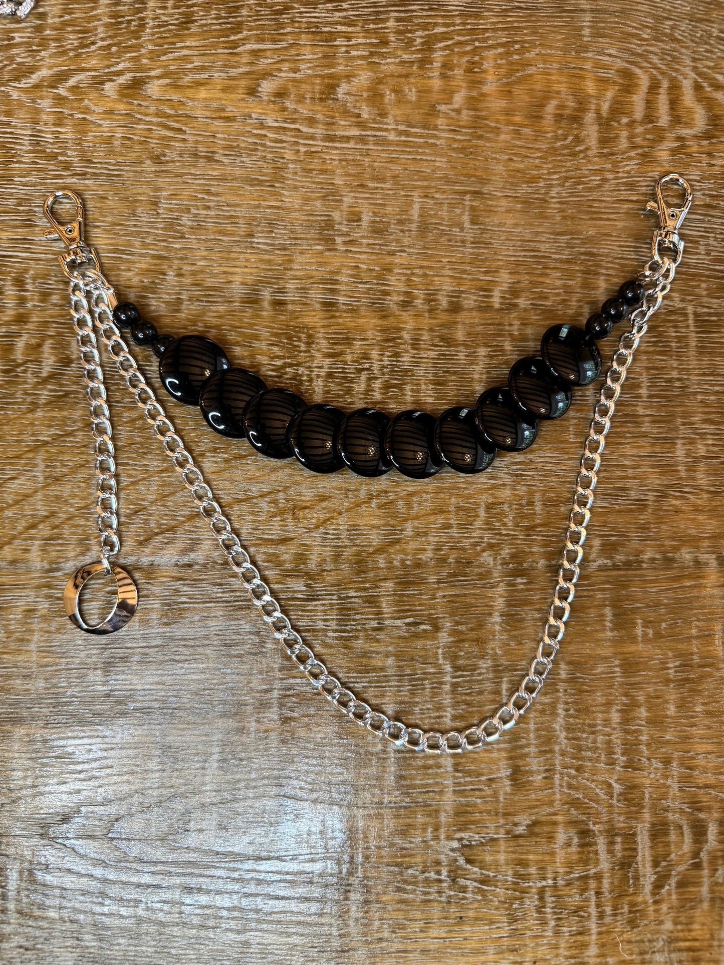 Jeans Chain, Punk Chain, Fashion Jeans Chain, Silver Jeans Chain, Beaded Design Jeans Chain, Two row, FAN Design, Gift, Accessory, Bags