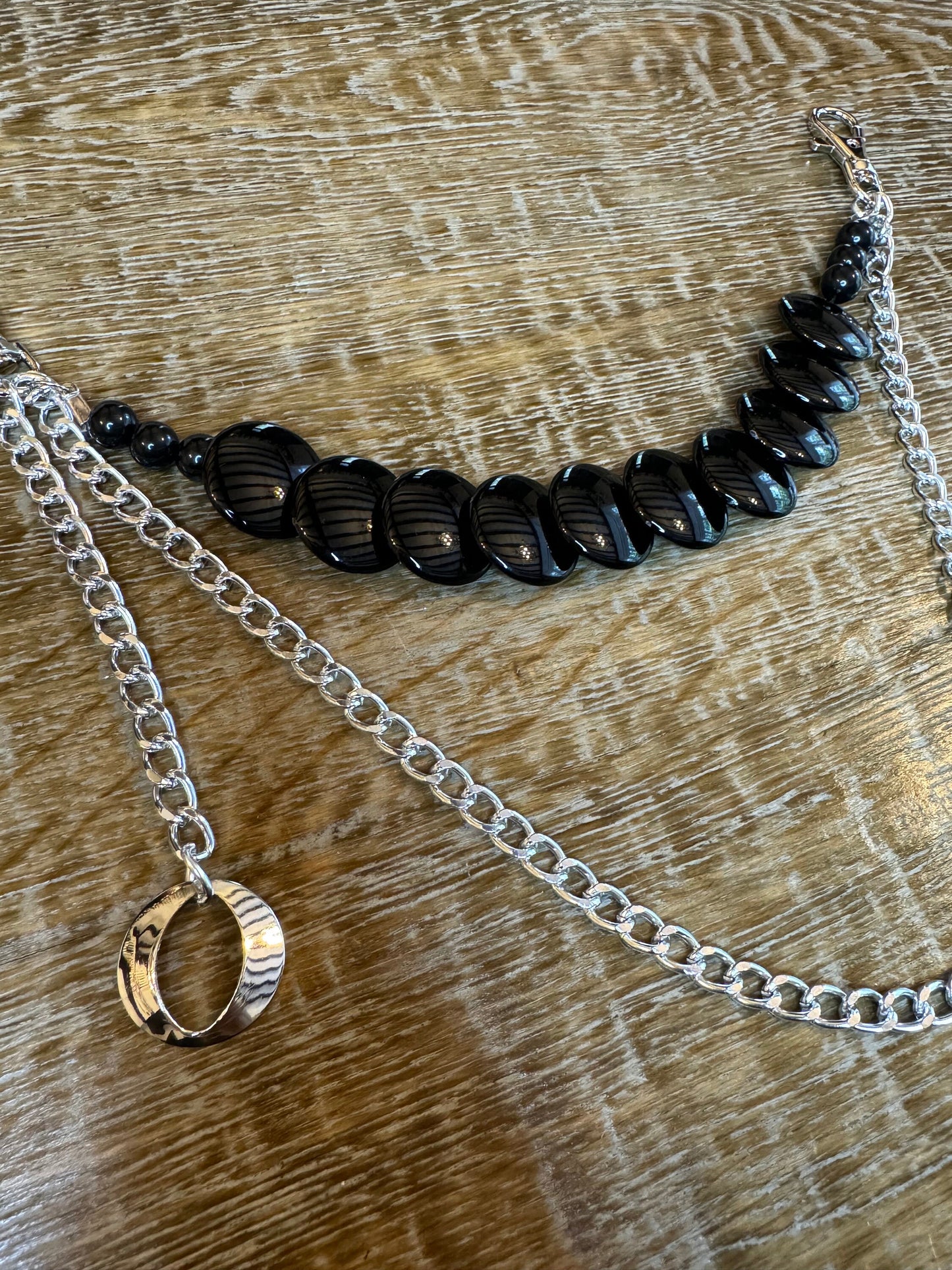 Jeans Chain, Punk Chain, Fashion Jeans Chain, Silver Jeans Chain, Beaded Design Jeans Chain, Two row, FAN Design, Gift, Accessory, Bags