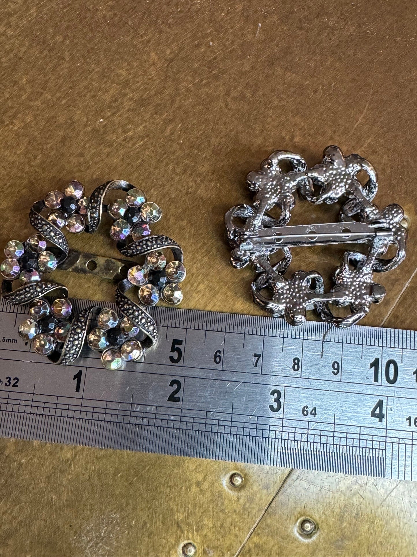 Rhinestone Brooch, Brooch, Diamanté Brooch, Antique Brass, Gunmetal, Jewel Brooch, Gift, Quality Brooch, 2” Brooch
