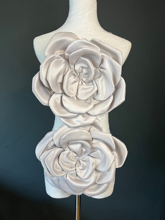 Oversized Grey Satin Corsage, Handmade Flower Pin, 11" wide 9 Colours
