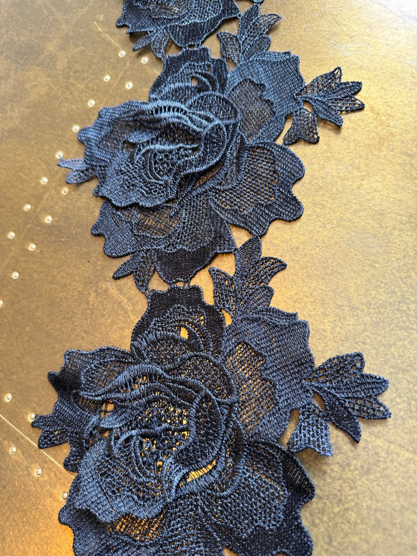 7” Wide Flower Leaf Lace Trim, Black Lace, Soft Lace, 3D Wide Lace, Quality Lace, Dresses, Clothing, Craft Lace, Tops, Dresses
