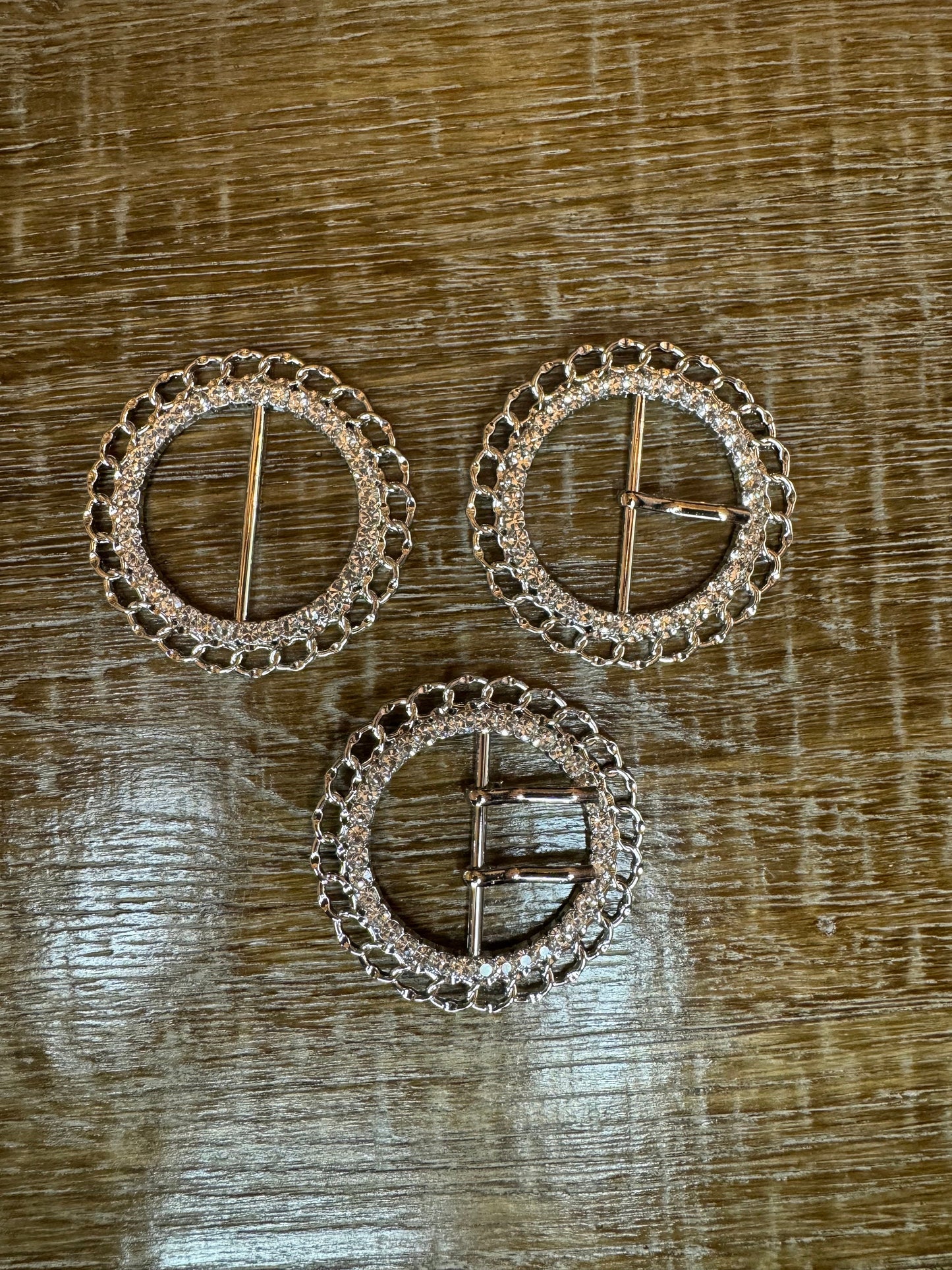 Diamanté Buckle, 2.5” Round Rhinestone Buckle, Silver Buckle, 6.5cm Buckles, Crafts, Dresses, Gift Box