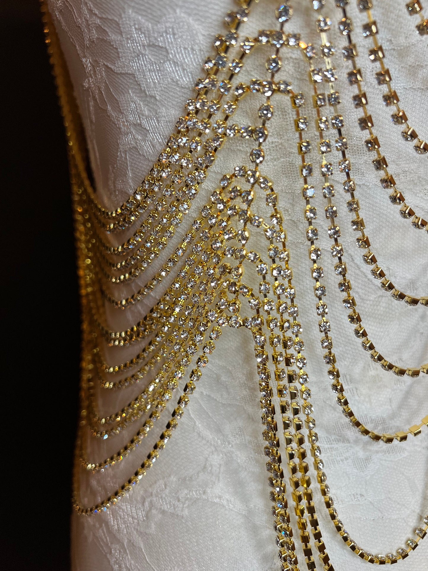 Rhinestone Body Chain, Gold, Silver, Diamanté Costume, Club Wear, Festival, Exclusive Design, Body Jewellery, FAN Design