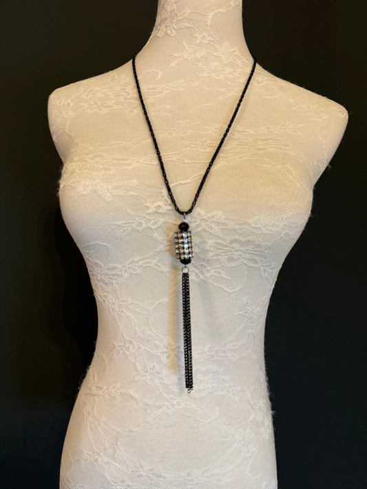 Necklace, Gunmetal Necklace, Rhinestone, Quality, FAN Design, Accessory, Gift