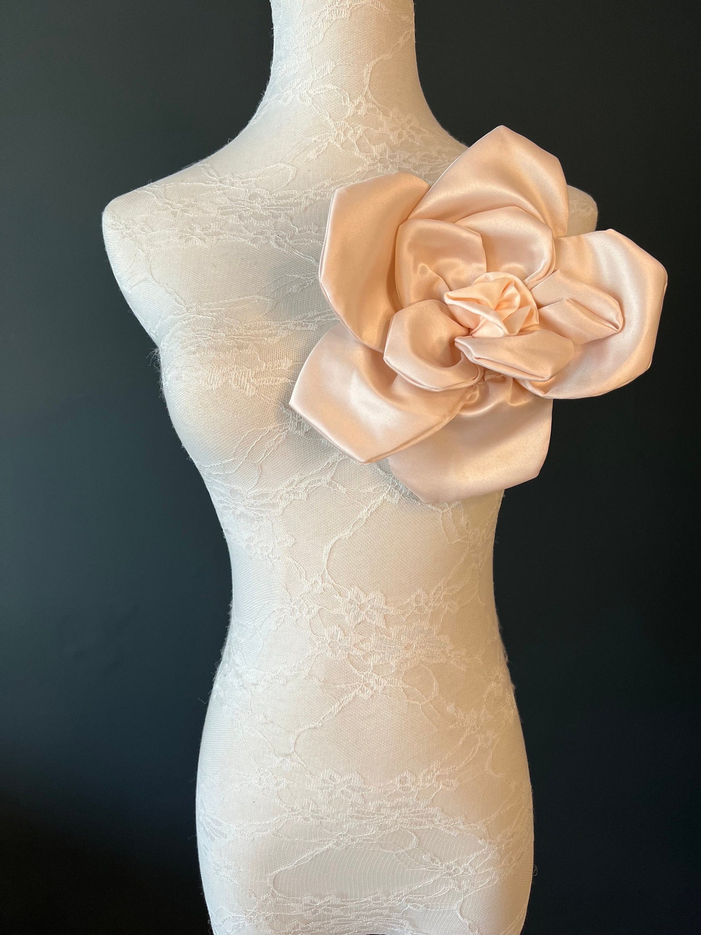 Large 3D Corsage Flower, Beige, 9” Wide, 27cm, Pin on Corsage, Bridal, Clothing, Dress, Hat, Accessory, FAN Design