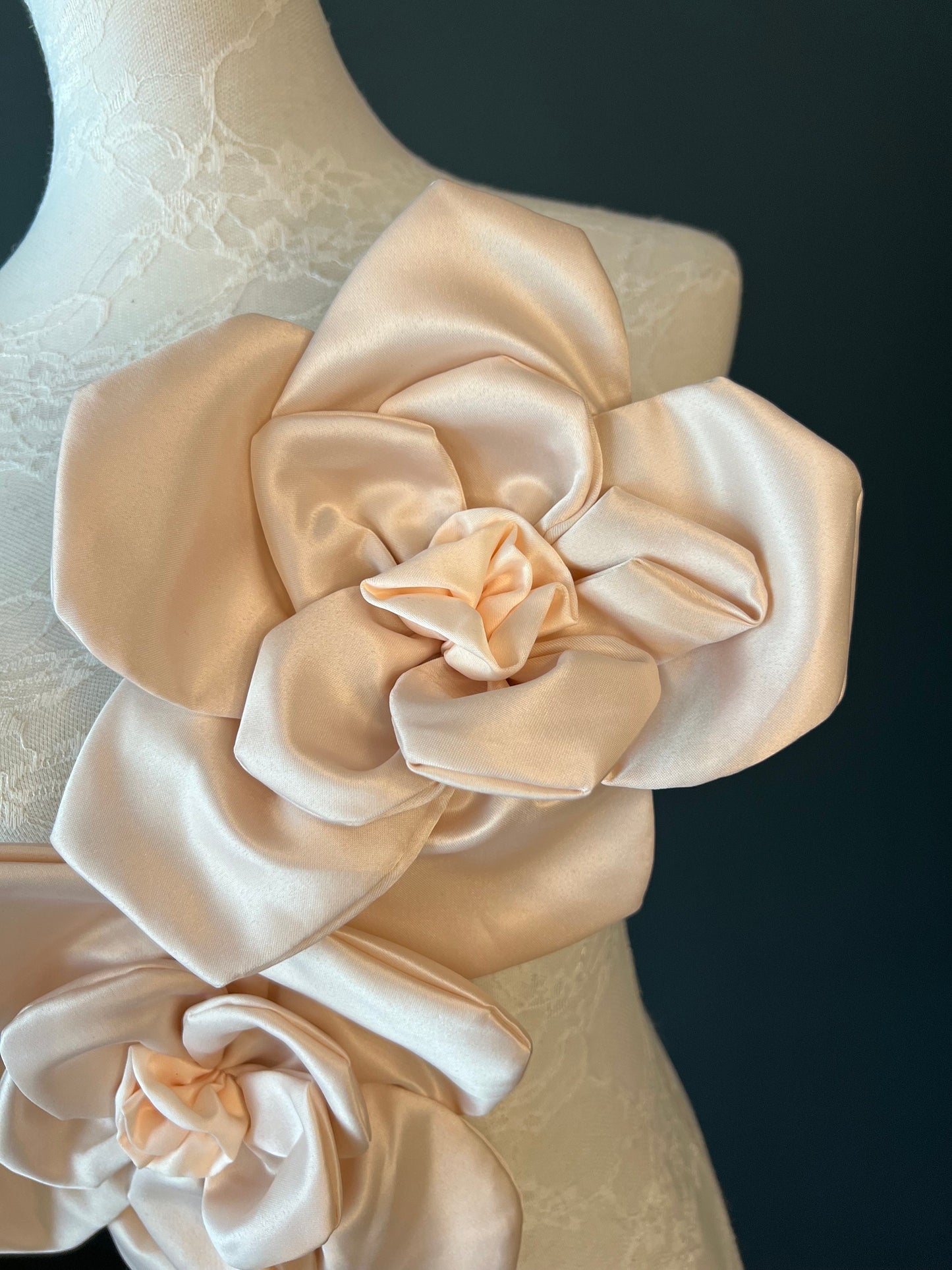Large 3D Corsage Flower, Beige, 9” Wide, 27cm, Pin on Corsage, Bridal, Clothing, Dress, Hat, Accessory, FAN Design