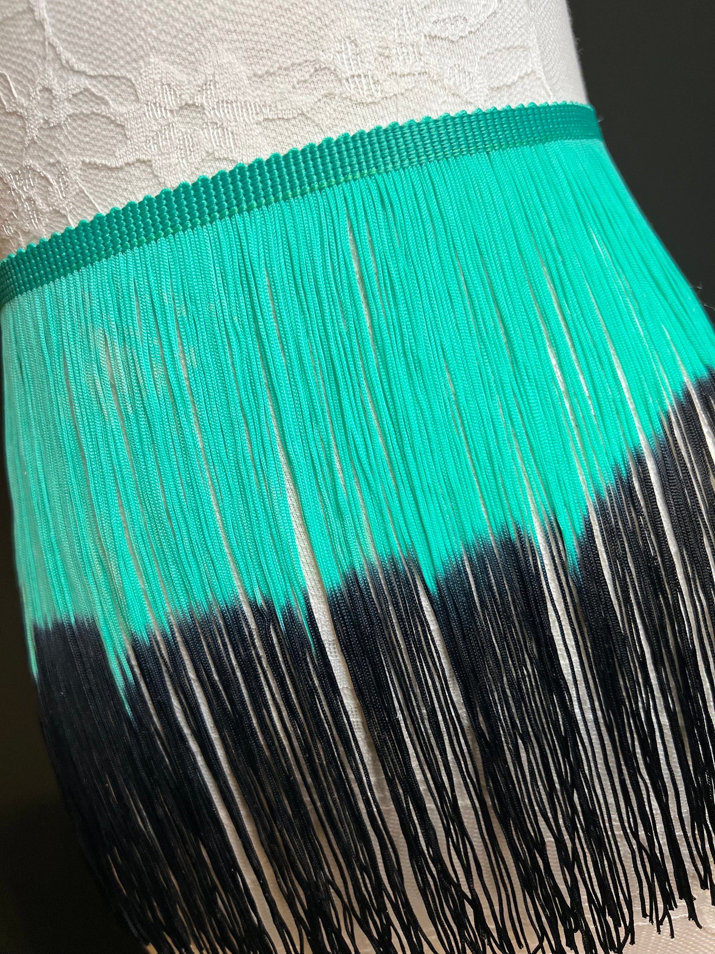 Fringe Fringing Trim 20cm Ombre Two Toned, Different Colours, 8” Wide, Festival, Clothing, Dress Fringe, Fringe Skirt, Green Black