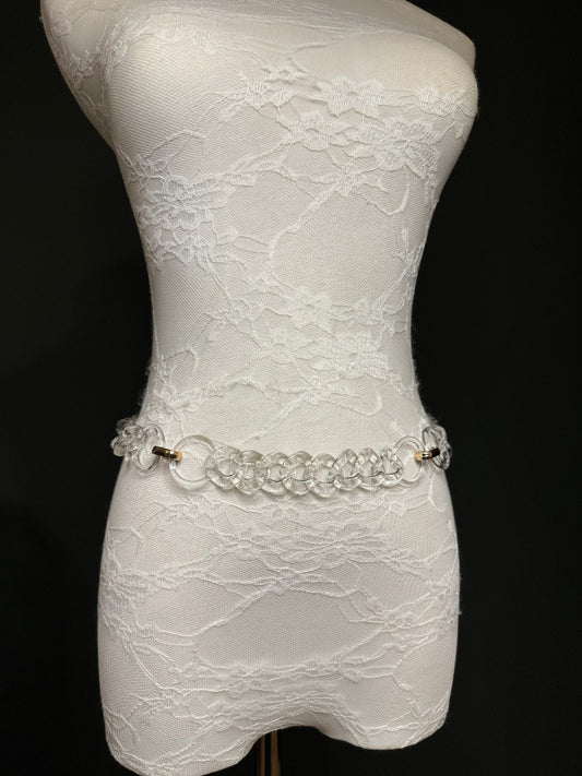 X-long Belt, Transparent Chain Ring Belt, Belt, Handmade, Fashion Belt, Accessory, Swimwear, Teen Sizes, XXXXL sizes, Silver, Gold, Festival