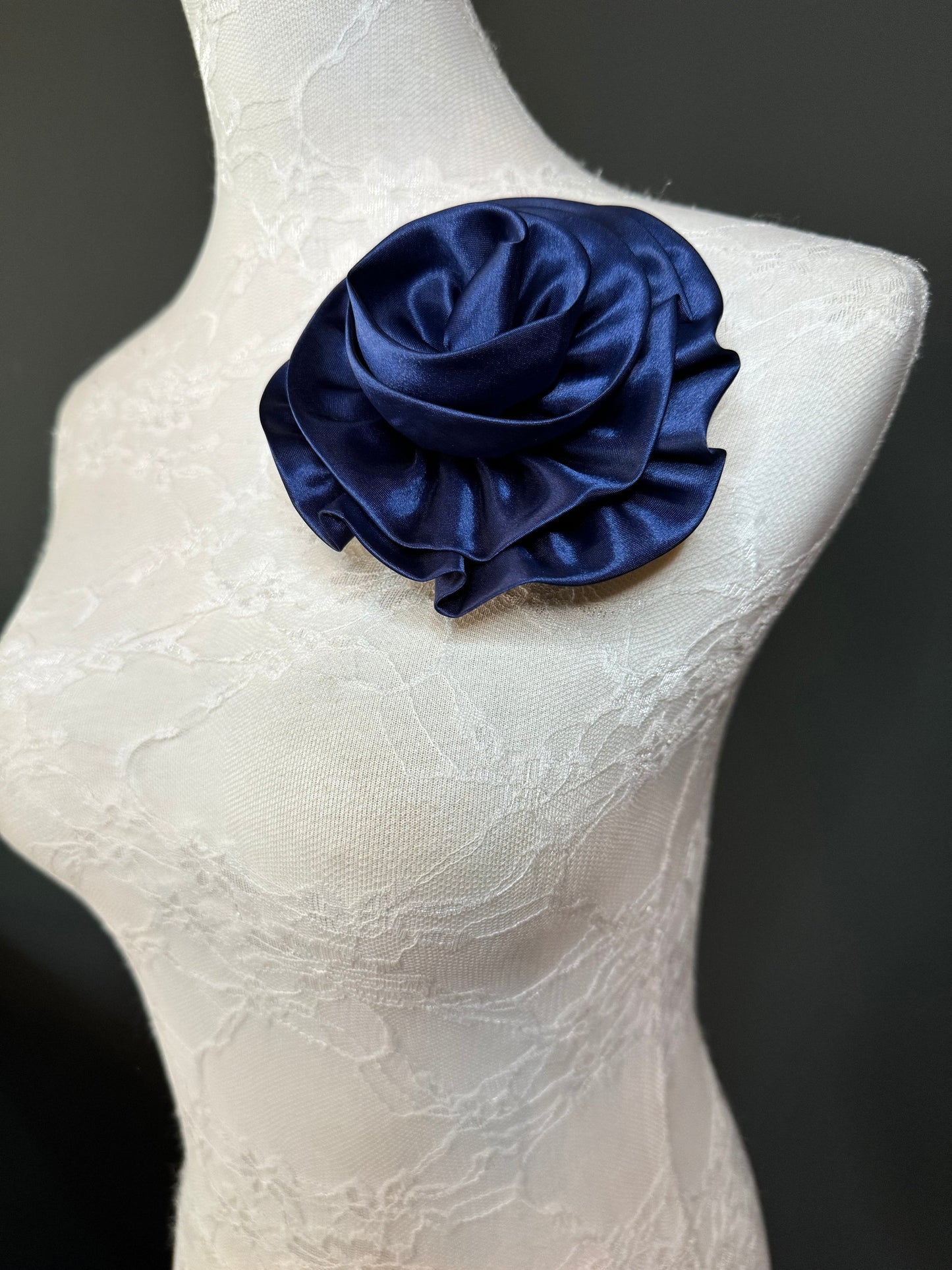 Large Corsage Flower, Black, Navy, Wine, Red, Orange, 5.5” 13cm Wide, Large Pin on Corsage, Bridal, Clothing, Accessory, Fashion, FAN Design