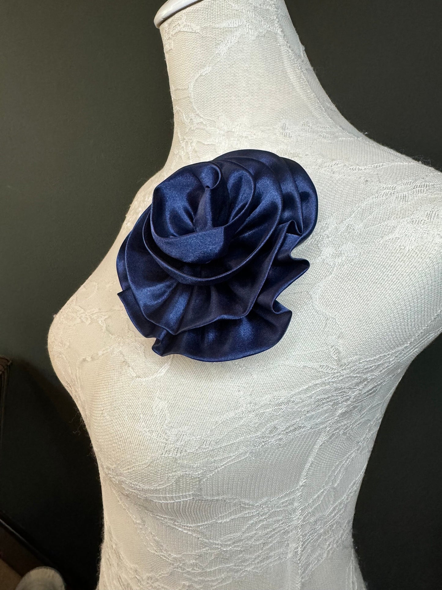Large Corsage Flower, Black, Navy, Wine, Red, Orange, 5.5” 13cm Wide, Large Pin on Corsage, Bridal, Clothing, Accessory, Fashion, FAN Design
