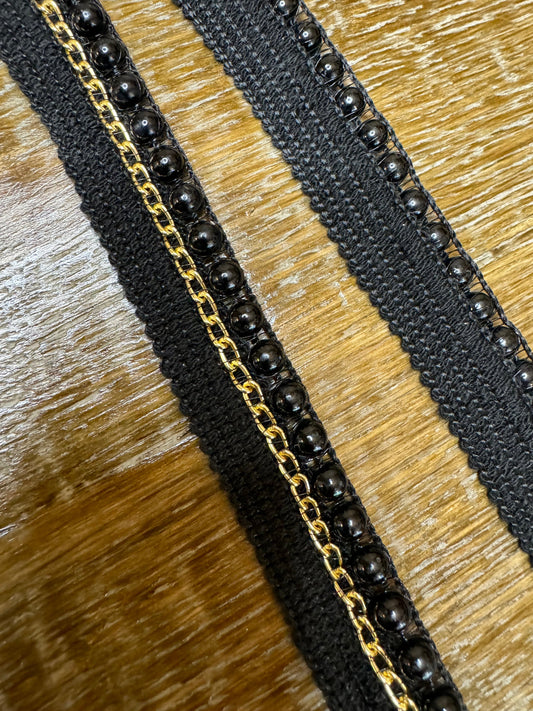 Woven Tape, Chain, Pearls, Silver, Gold, Black Tape, Ivory Tape, Sew on, Beaded Trim, Cardigans, Blazers, Crafts