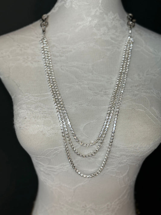 Rhinestone Necklace Chains, Street Fashion, Hip Hop, Silver, Diamanté 3 Row Jeans Chain, Gift, Teen Accessory, Bags, Jeans, Belts