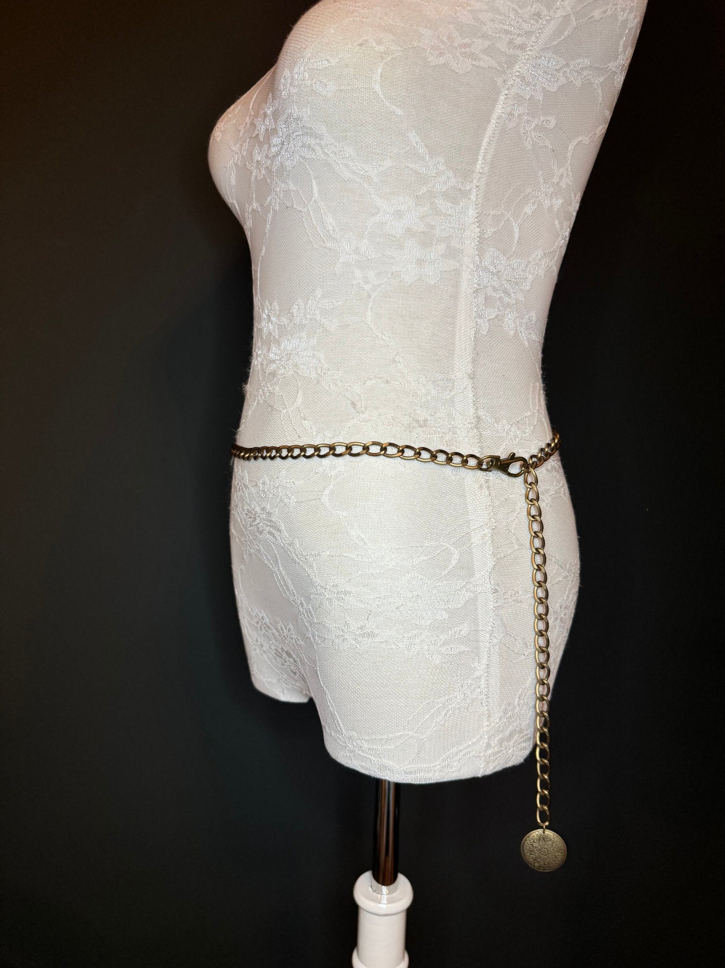 X-long Antique Brass Metal Chain Belt, Quality Chain Belt, Teen Size, 18”-60”, Swimwear, Chain, Accessory, FAN Design, Gift, Plus Sizes