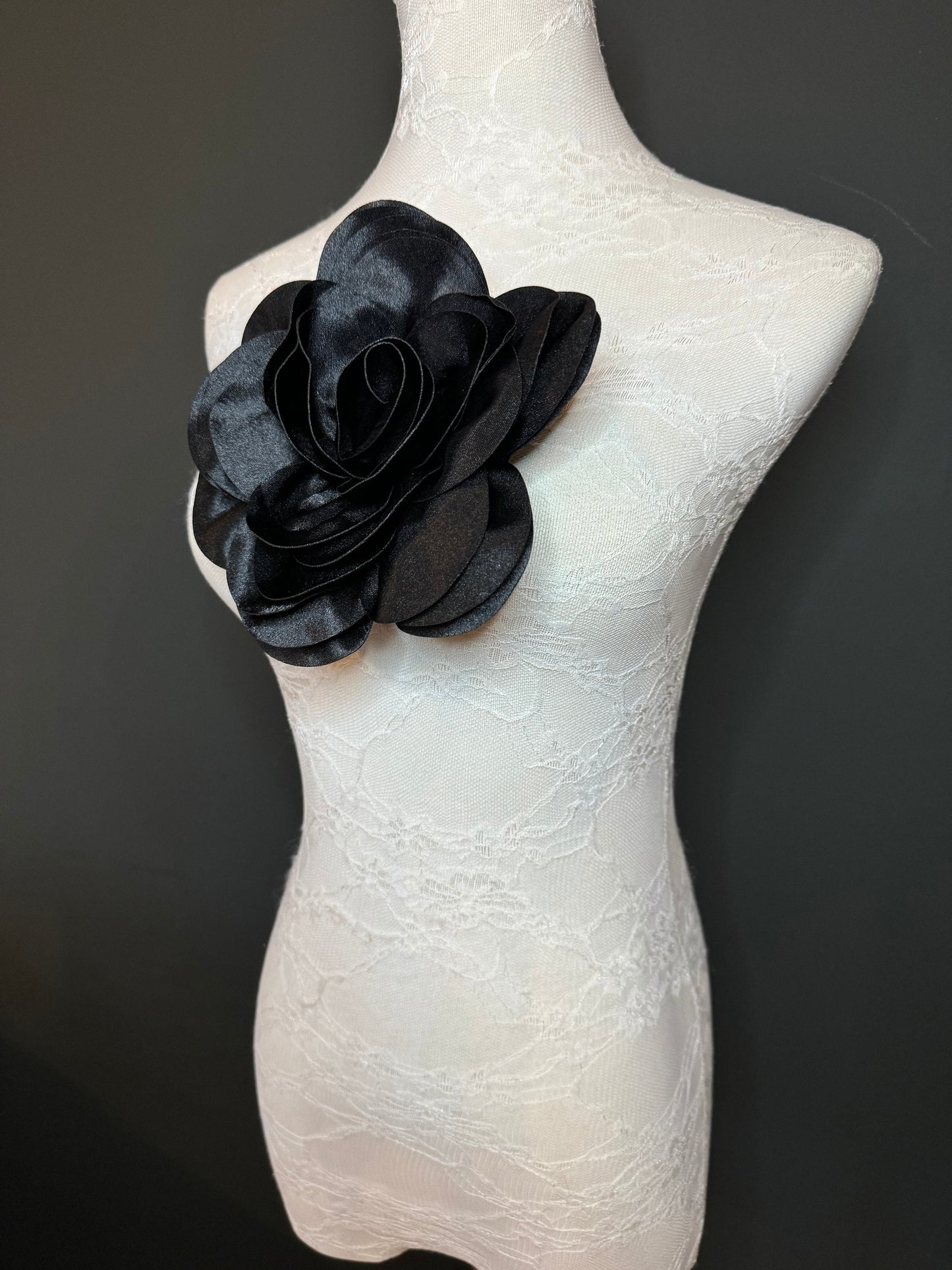 Large Corsage Flower, Black, Ivory, Wine, White, Blue, 7”, 18cm Wide, Large Pin on Corsage, Bridal, Clothing, Accessory, Fashion, FAN Design