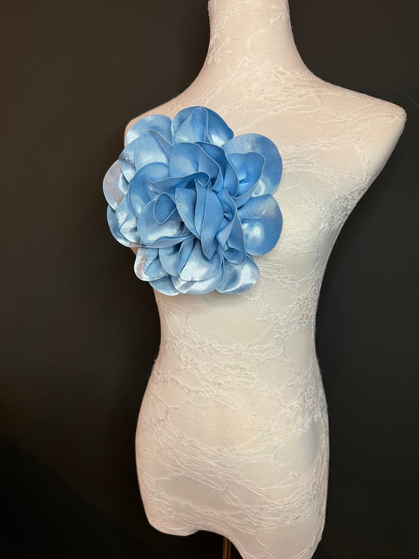 Large Corsage Flower, Black, Ivory, Wine, White, Blue, 7”, 18cm Wide, Large Pin on Corsage, Bridal, Clothing, Accessory, Fashion, FAN Design