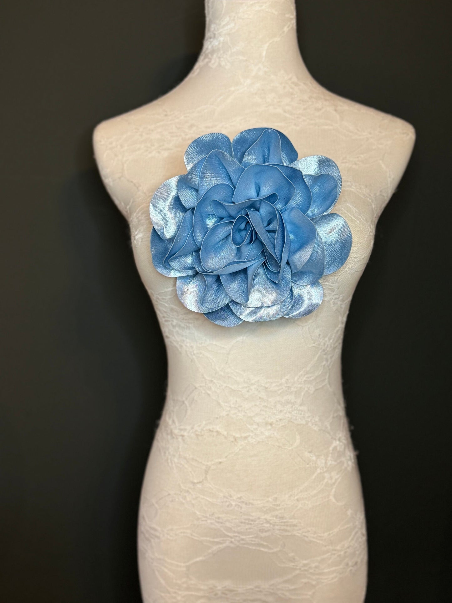 Large Corsage Flower, Black, Ivory, Wine, White, Blue, 7”, 18cm Wide, Large Pin on Corsage, Bridal, Clothing, Accessory, Fashion, FAN Design