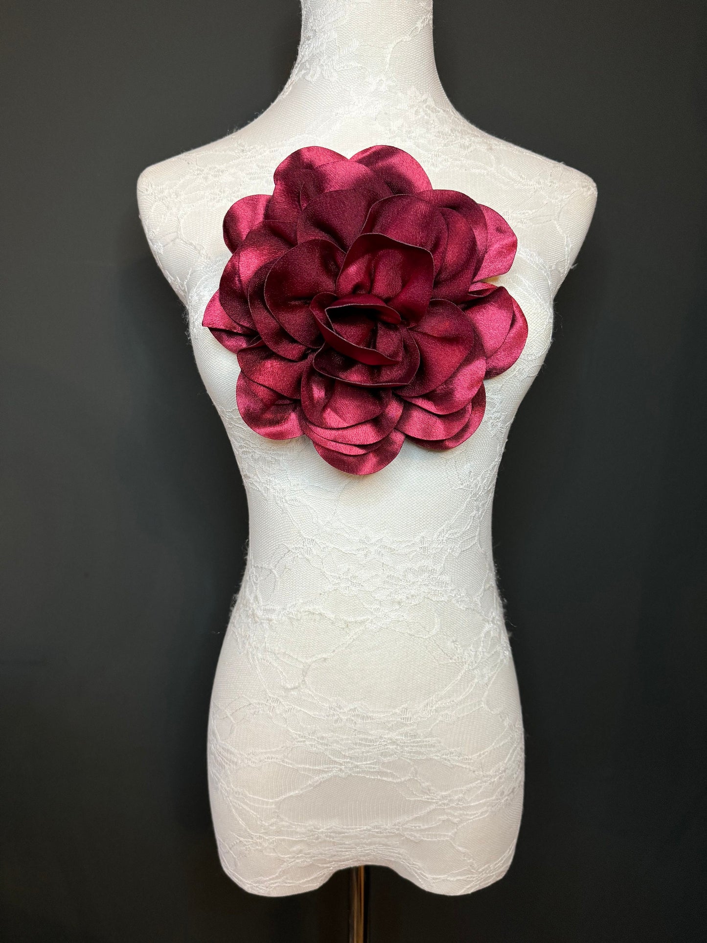 Large Corsage Flower, Black, Ivory, Wine, White, Blue, 7”, 18cm Wide, Large Pin on Corsage, Bridal, Clothing, Accessory, Fashion, FAN Design