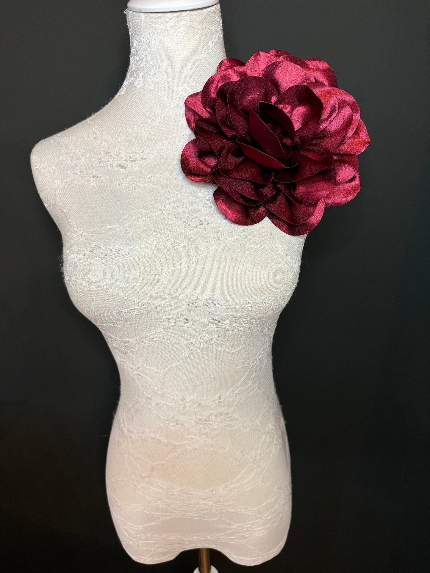 Large Corsage Flower, Black, Ivory, Wine, White, Blue, 7”, 18cm Wide, Large Pin on Corsage, Bridal, Clothing, Accessory, Fashion, FAN Design