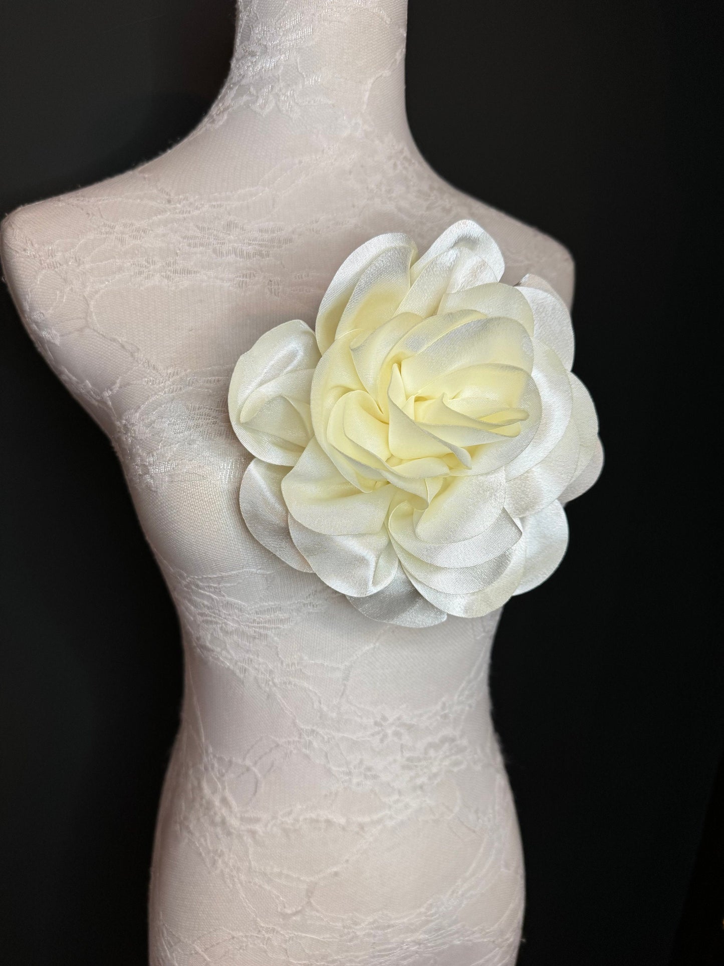 Large Corsage Flower, Black, Ivory, Wine, White, Blue, 7”, 18cm Wide, Large Pin on Corsage, Bridal, Clothing, Accessory, Fashion, FAN Design