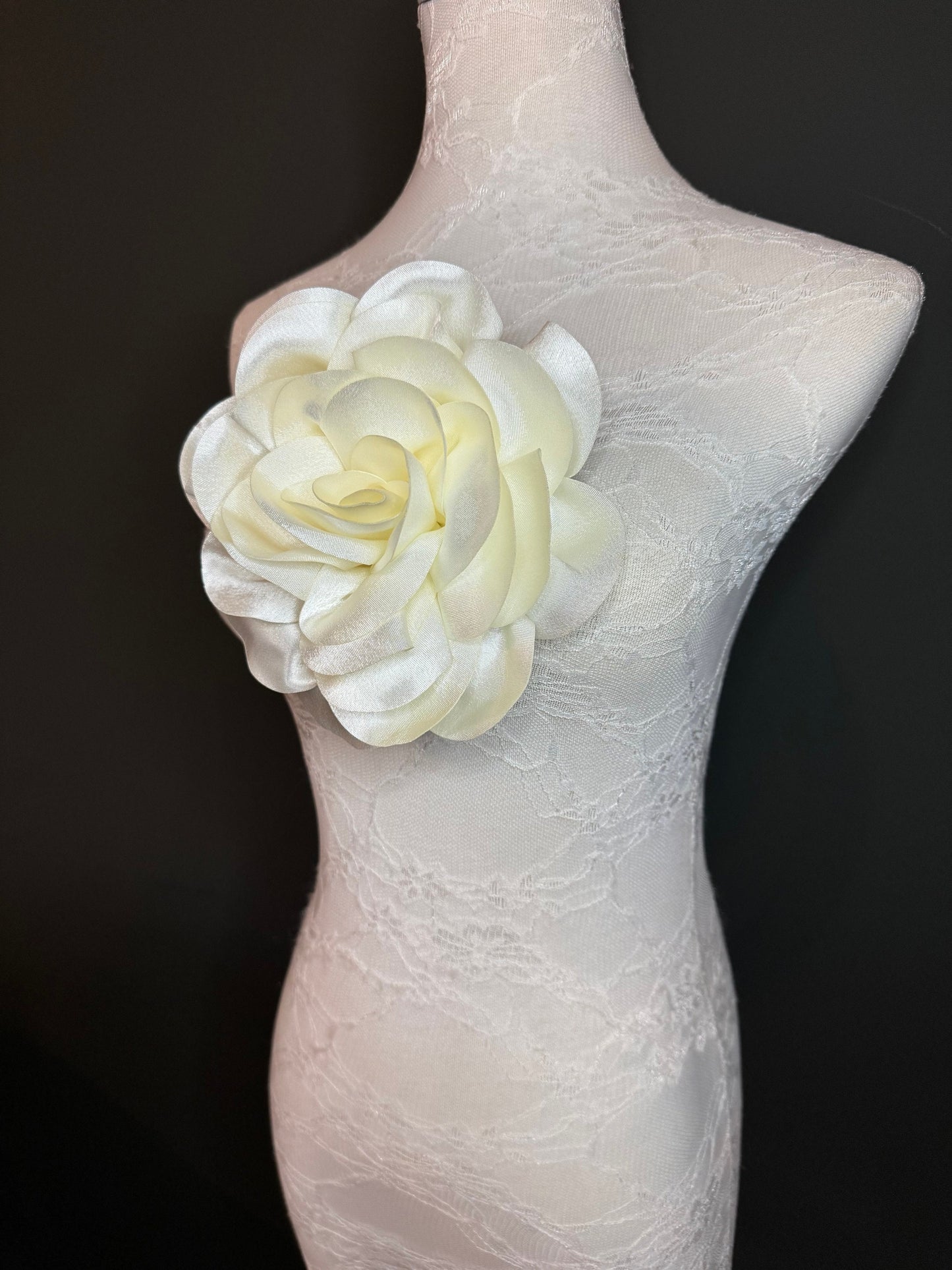 Large Corsage Flower, Black, Ivory, Wine, White, Blue, 7”, 18cm Wide, Large Pin on Corsage, Bridal, Clothing, Accessory, Fashion, FAN Design