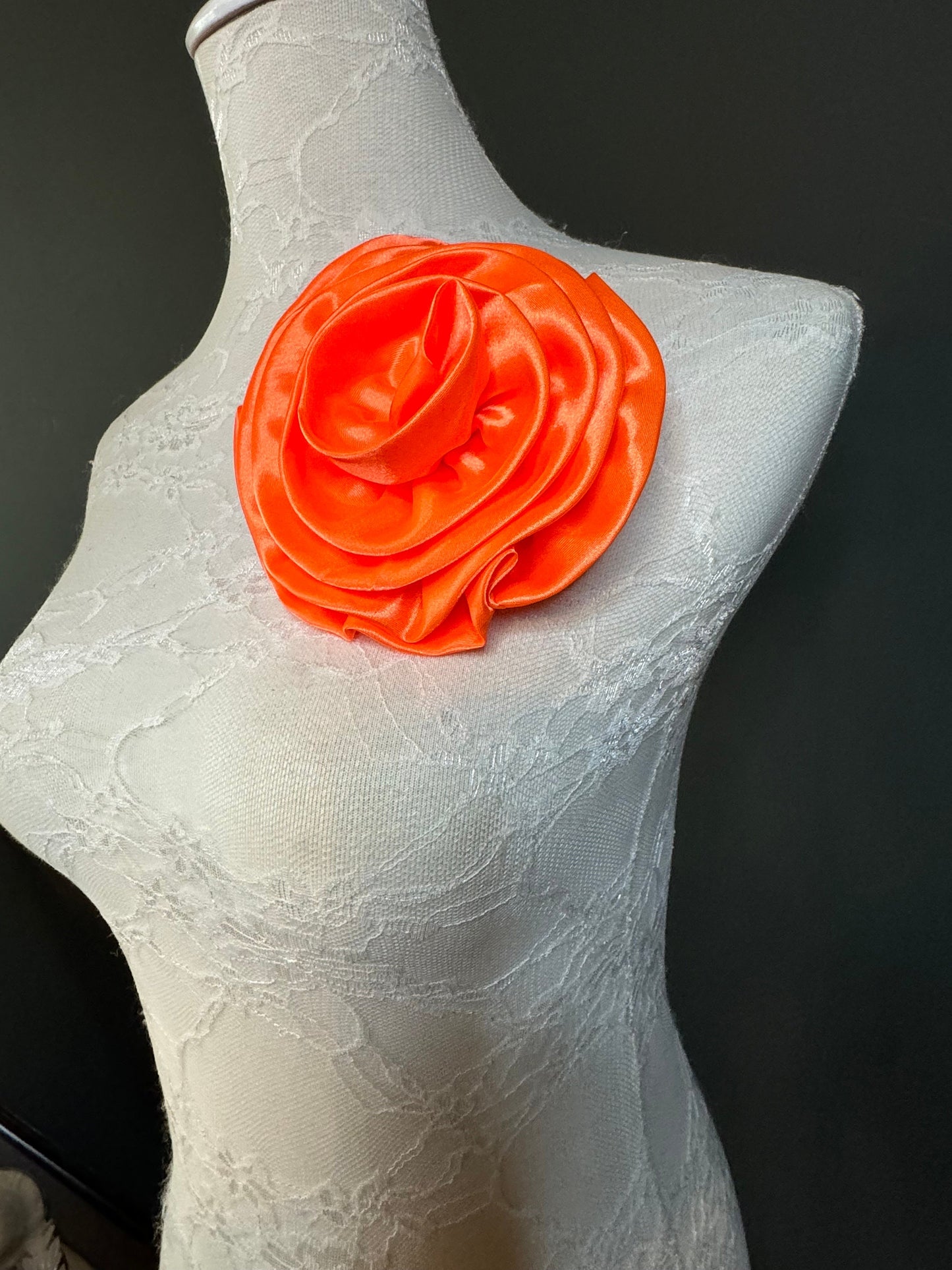 Large Corsage Flower, Black, Navy, Wine, Red, Orange, 5.5” 13cm Wide, Large Pin on Corsage, Bridal, Clothing, Accessory, Fashion, FAN Design