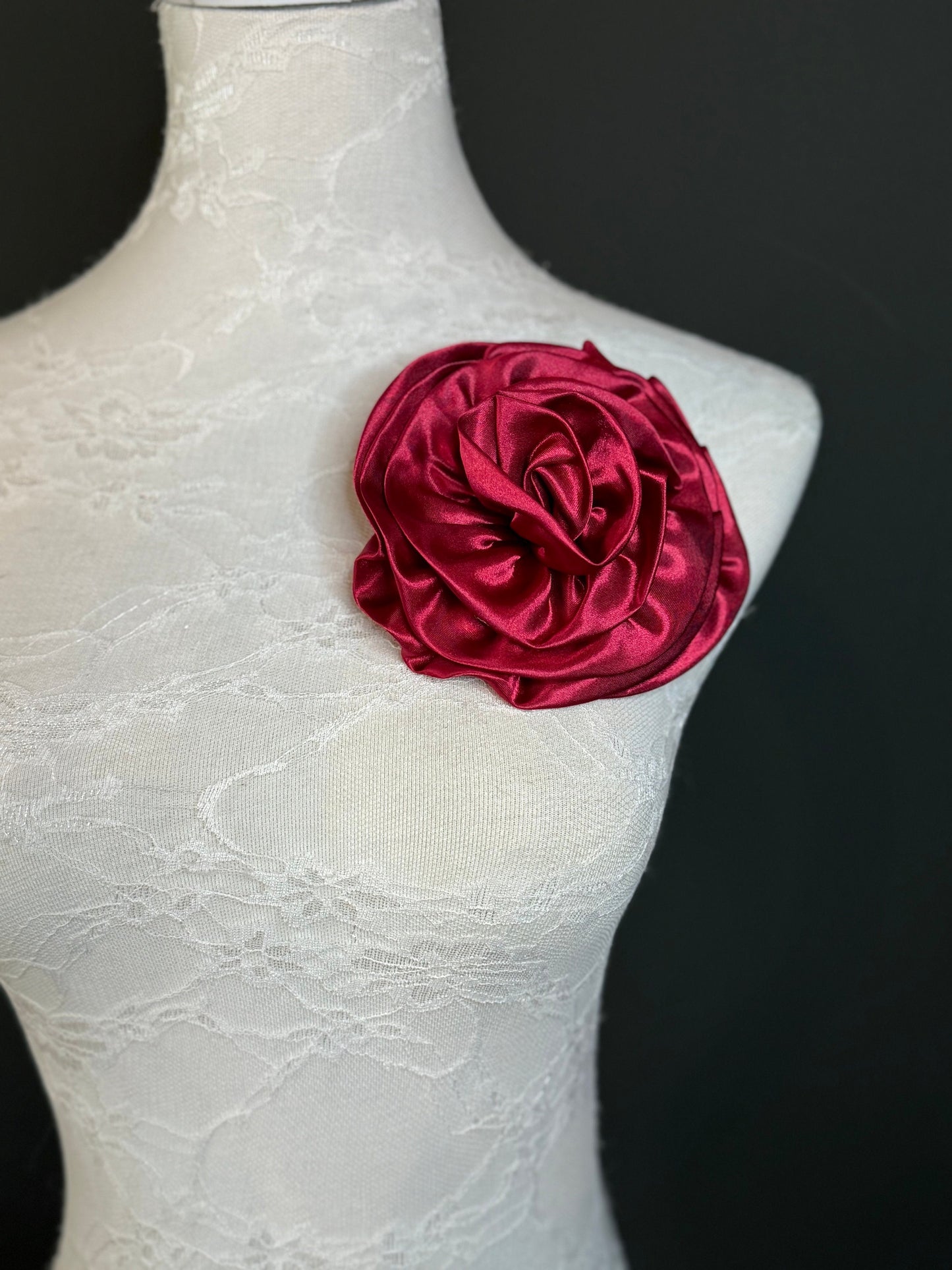 Large Corsage Flower, Black, Navy, Wine, Red, Orange, 5.5” 13cm Wide, Large Pin on Corsage, Bridal, Clothing, Accessory, Fashion, FAN Design