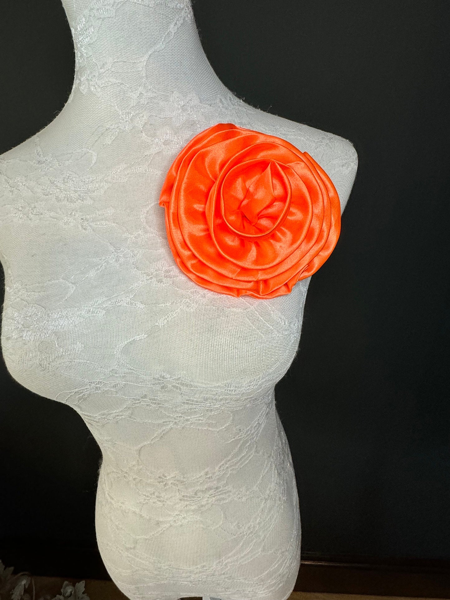 Large Corsage Flower, Black, Navy, Wine, Red, Orange, 5.5” 13cm Wide, Large Pin on Corsage, Bridal, Clothing, Accessory, Fashion, FAN Design
