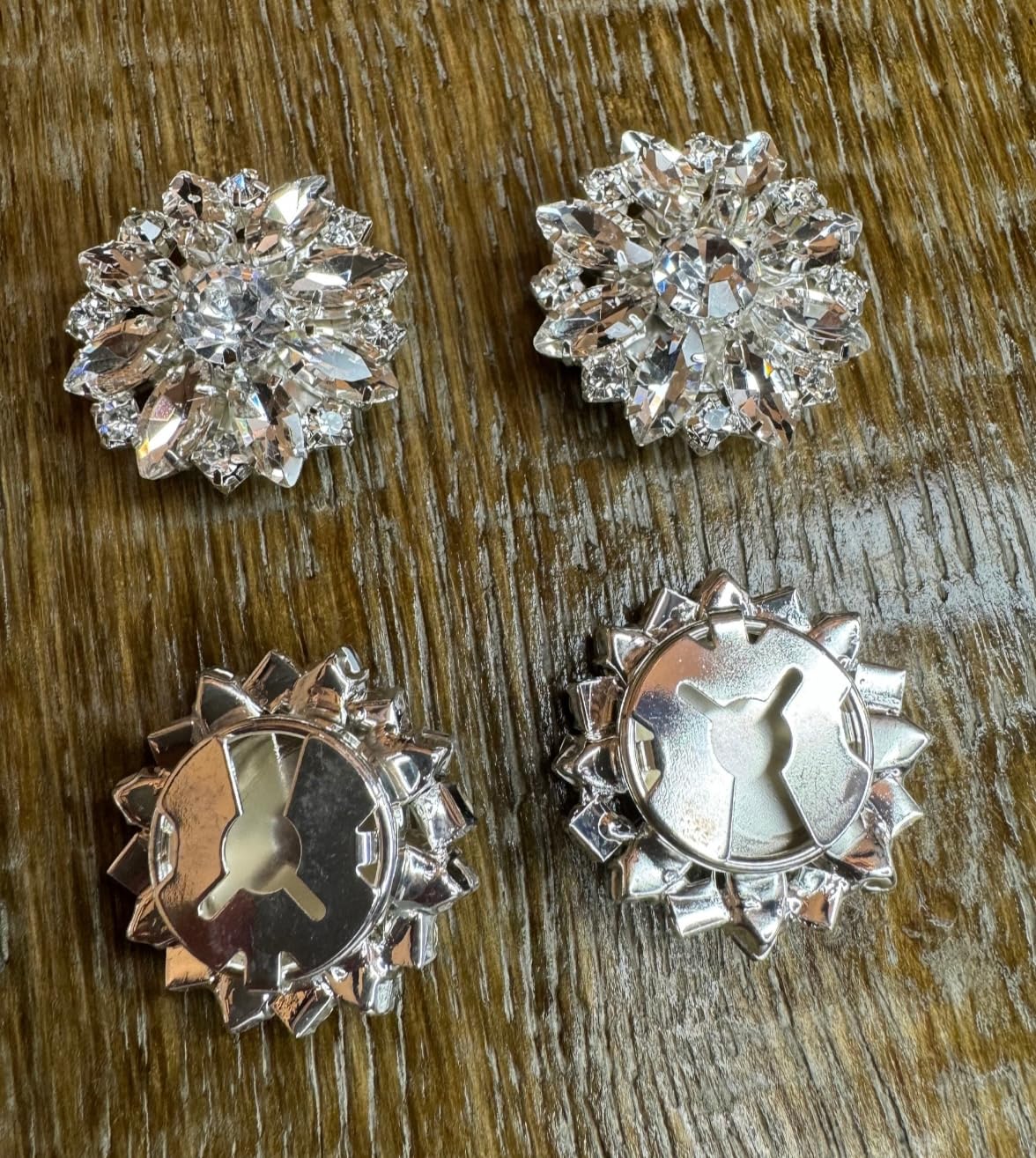 Button Covers, Jewel & Diamanté Rhinestone, Silver finish, 27mm Size