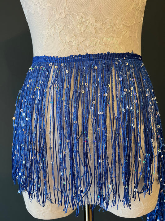 Royal Blue Sequin Fringe Trim, 8 Inch, 20cm, Costume Embellishment, 12 Colours