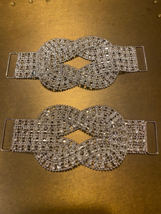 Handmade Diamanté Rhinestone Buckle, Silver Bridal Wear (5” Long)
