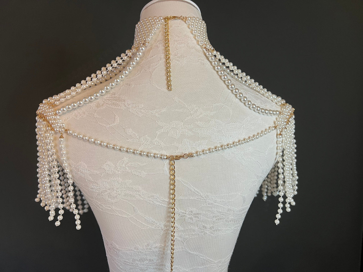Handmade Pearl Shoulder Chain, Bridal Body Jewelry