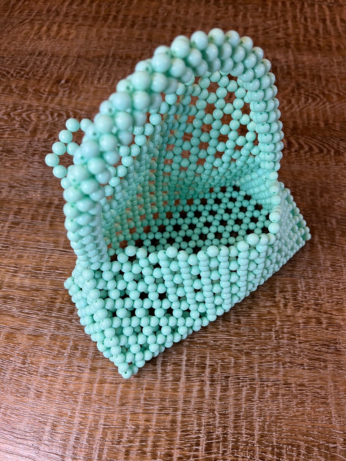 Handmade Beaded Handbag, Ivory Pearl, Mint Green, Fashion Accessory