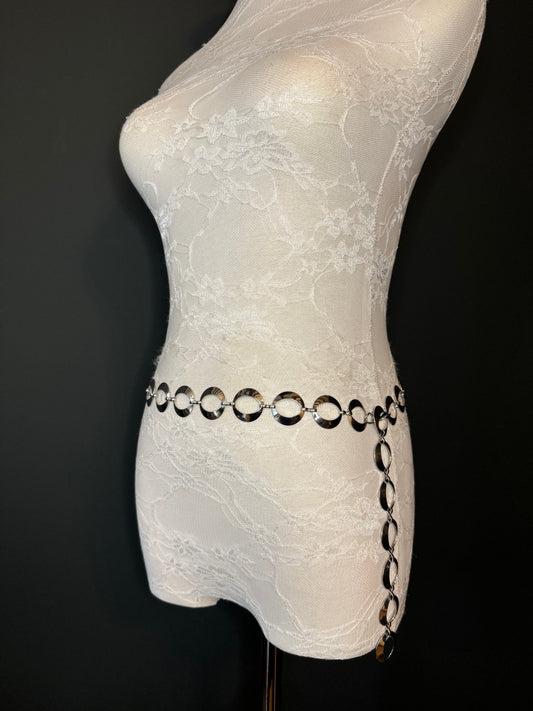 X-long Belt, Ring Belt, Chain Ring Belt, Silver Belt, Metal Ring Belt, Handmade, Fashion Belt, Accessory, Swimwear, Teen Sizes, 18”-70”