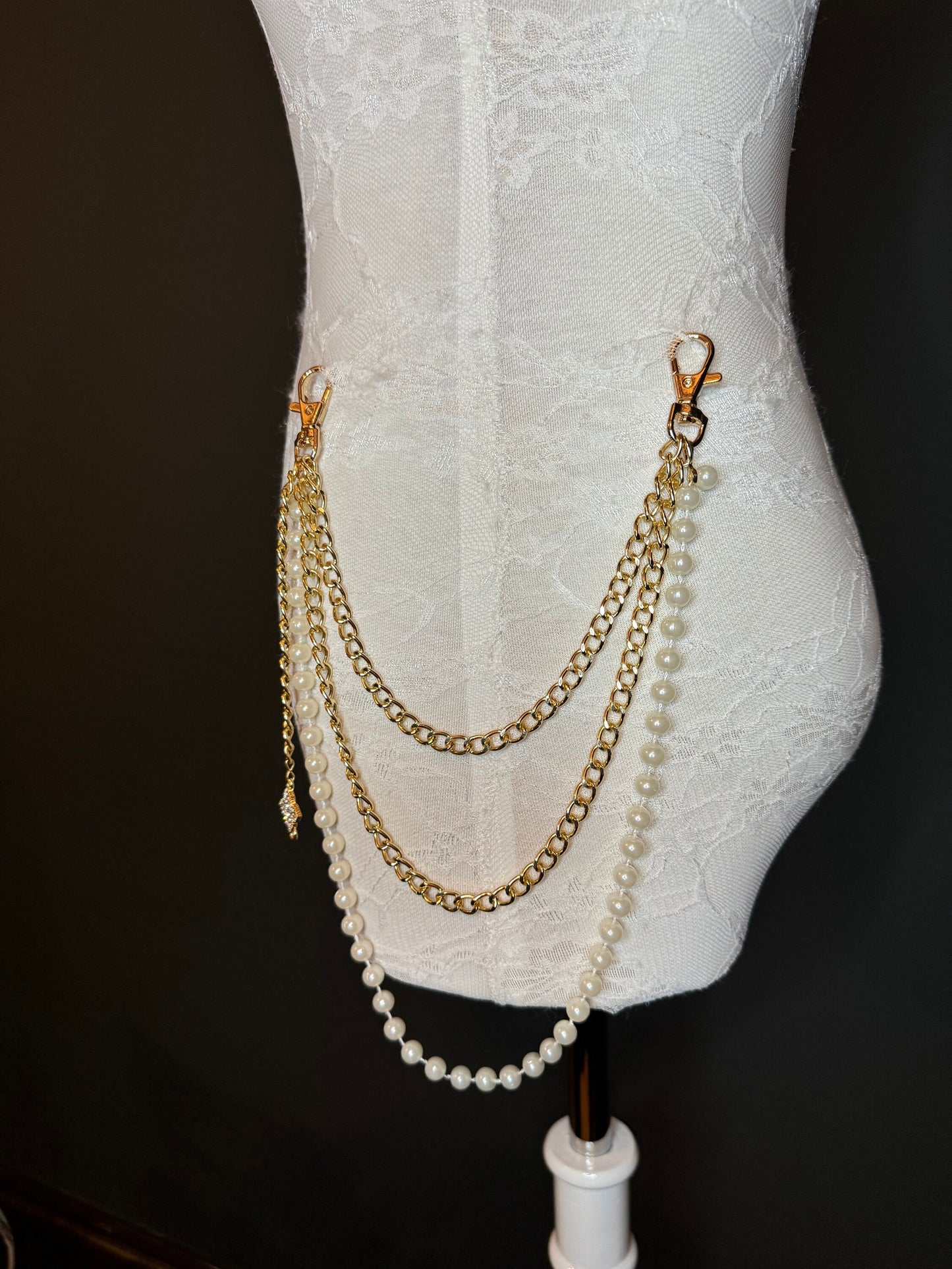 Layered Jeans Chains, Street Fashion, Hip Hop, 3 size selection, Silver, 3 Layers, Gold, Silver, Pearl Jeans Chain, Festival, Gift,Bag Chain