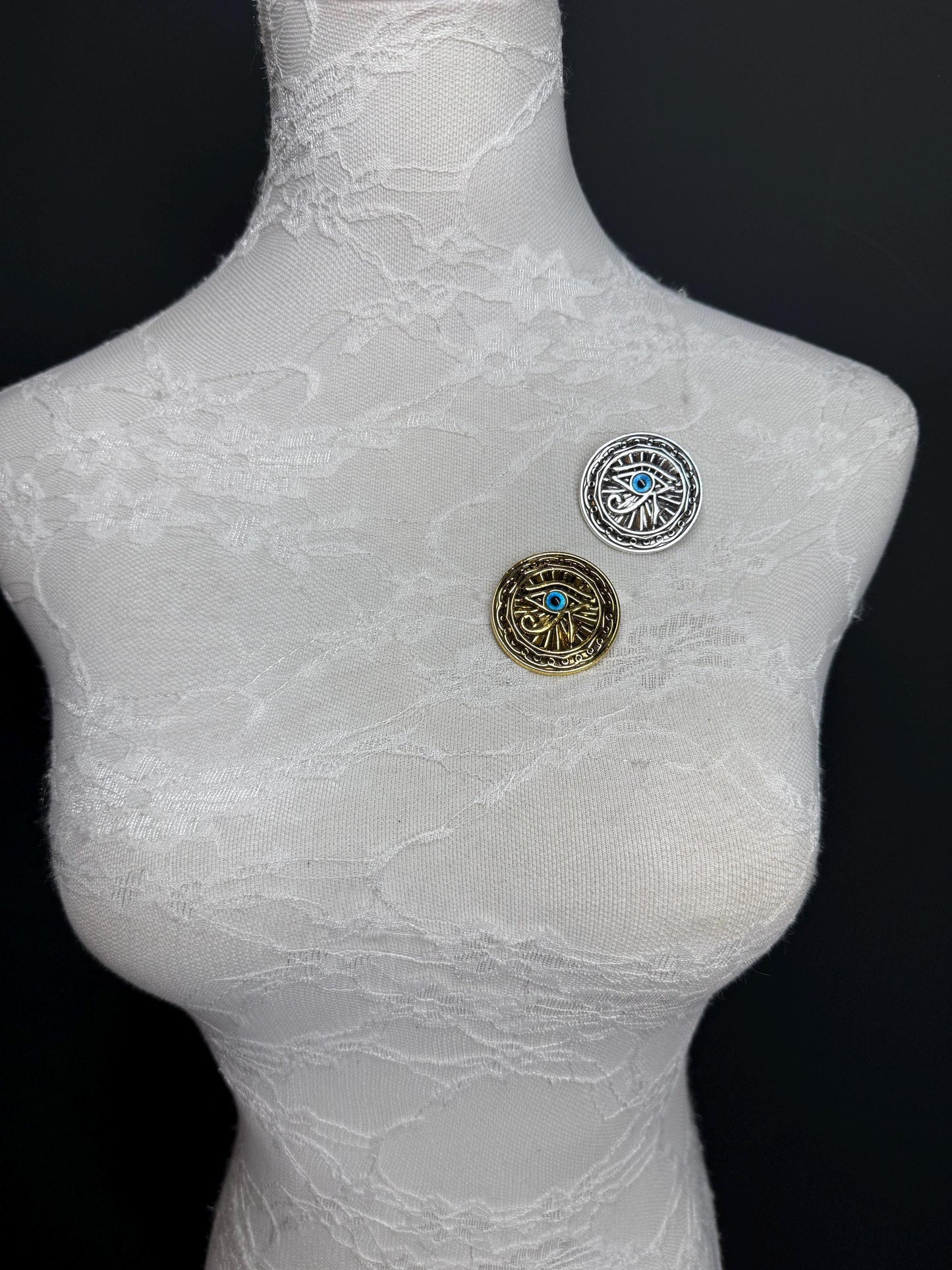 Evil Eye Metal Brooch, Solid Metal Brooch, Pin on, Jewellery, Accessory, 2” Wide, Unusual, Gift, FAN Design, Brooches, Gold, Silver, Gift