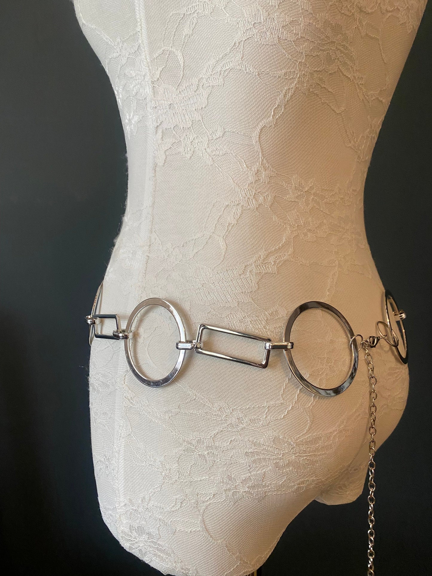 Silver Metal Ring Belt: Italian Fashion Chain Belt, Plus Sizes 18-60inch