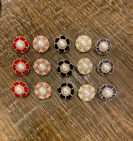Velvet Pearl Metal Buttons, Couture Style, 2cm 34L