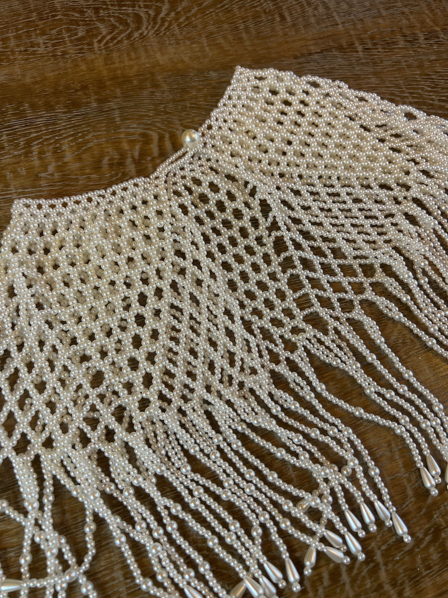 Pearl Shoulder Necklace, Pearl Fringe detail, Bridal Fashion, FAN Design