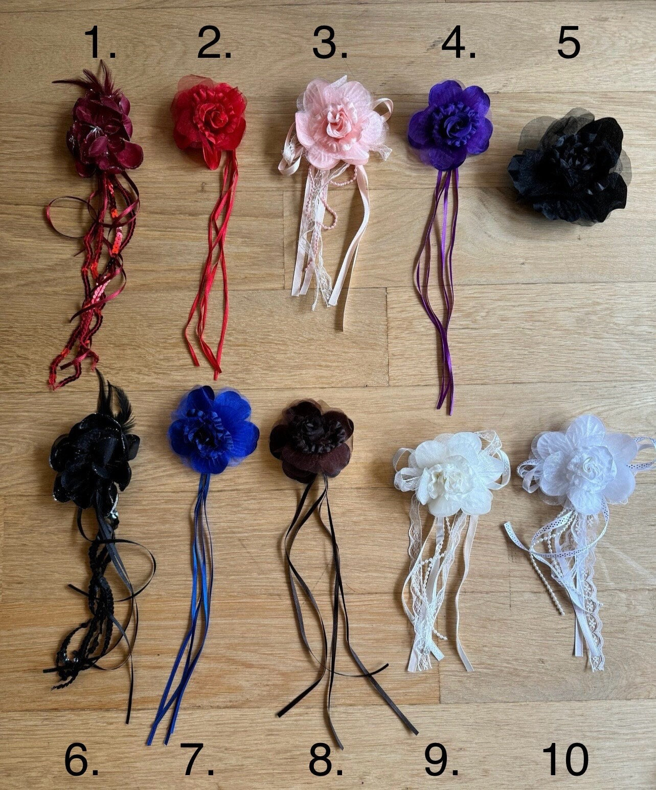 Pin-On Corsage Flower, Dress and Hat Embellishment, 10 Colours