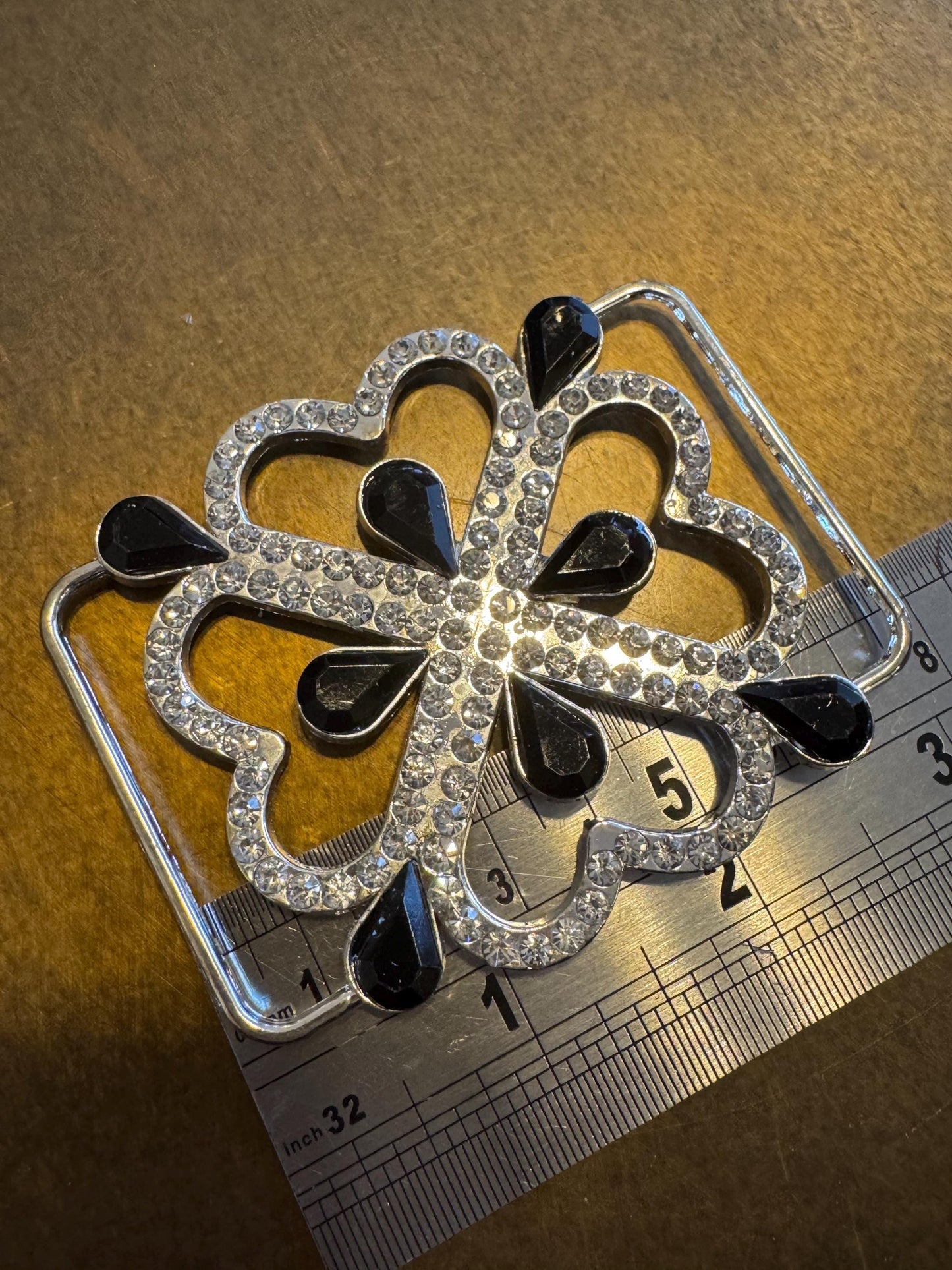 Diamanté Rhinestone Metal Buckle, Silver Diamanté Buckle, Quality Rhinestones, Bridal, Wedding, Clothing, Bags, Swmwear, 8cm x 5cm, 3” x 2”