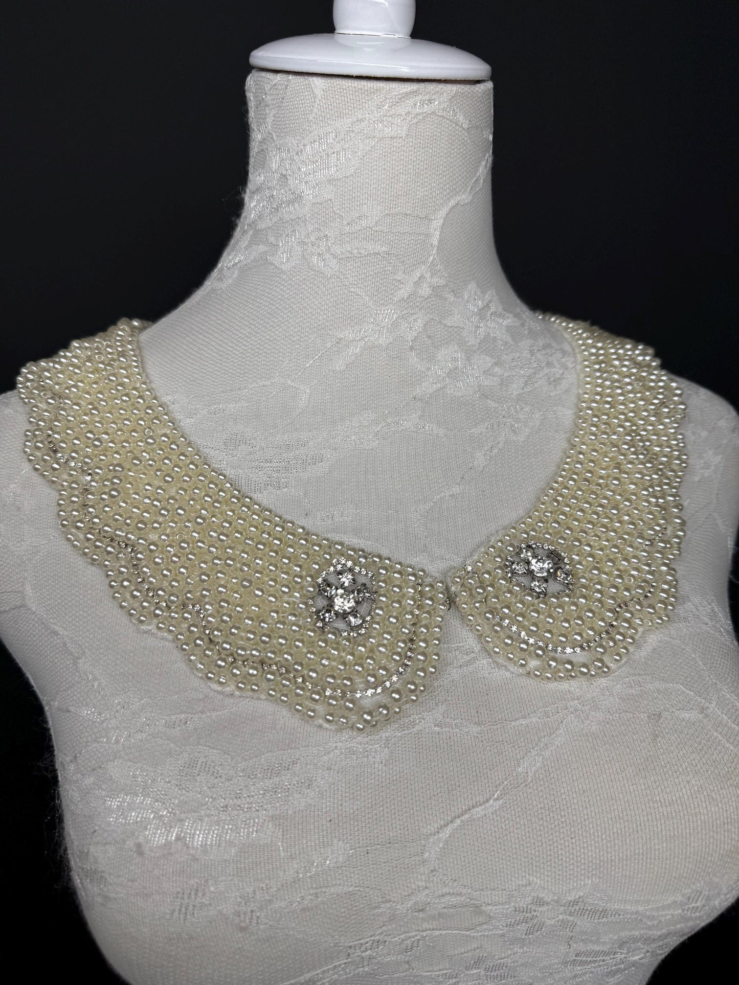 Bridal Pearl Shoulder Necklace, Vintage Wedding Shoulder Jewellery, Pearl Body Jewellery, Statement Neckpiece