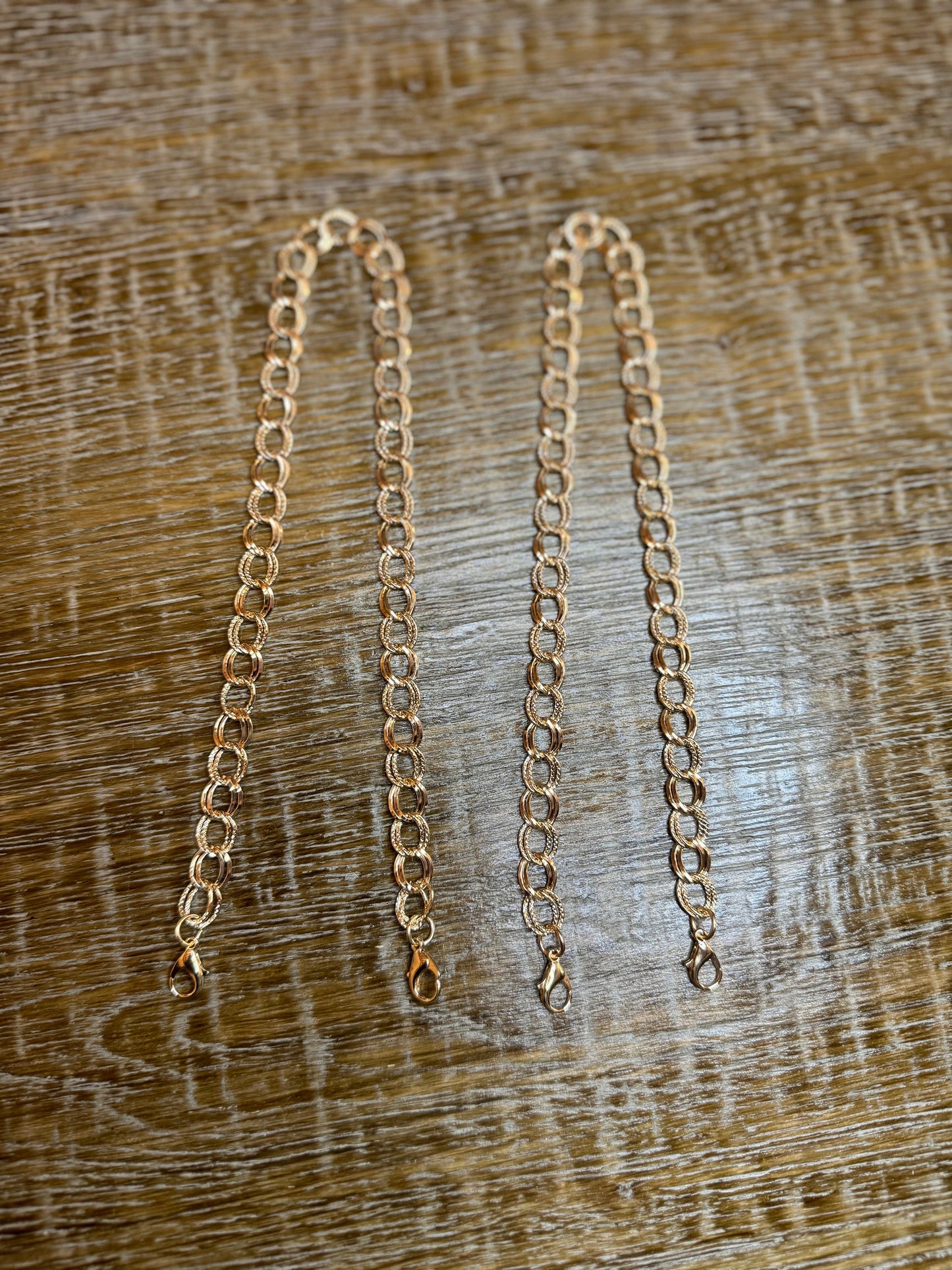 Gold Metal Double Link Chain Strap, Handmade Replacement Strap, 100+ sizes