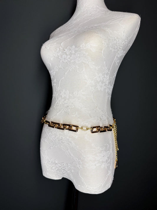 Rose Gold Chain Link Belt, Adjustable Fashion Belt