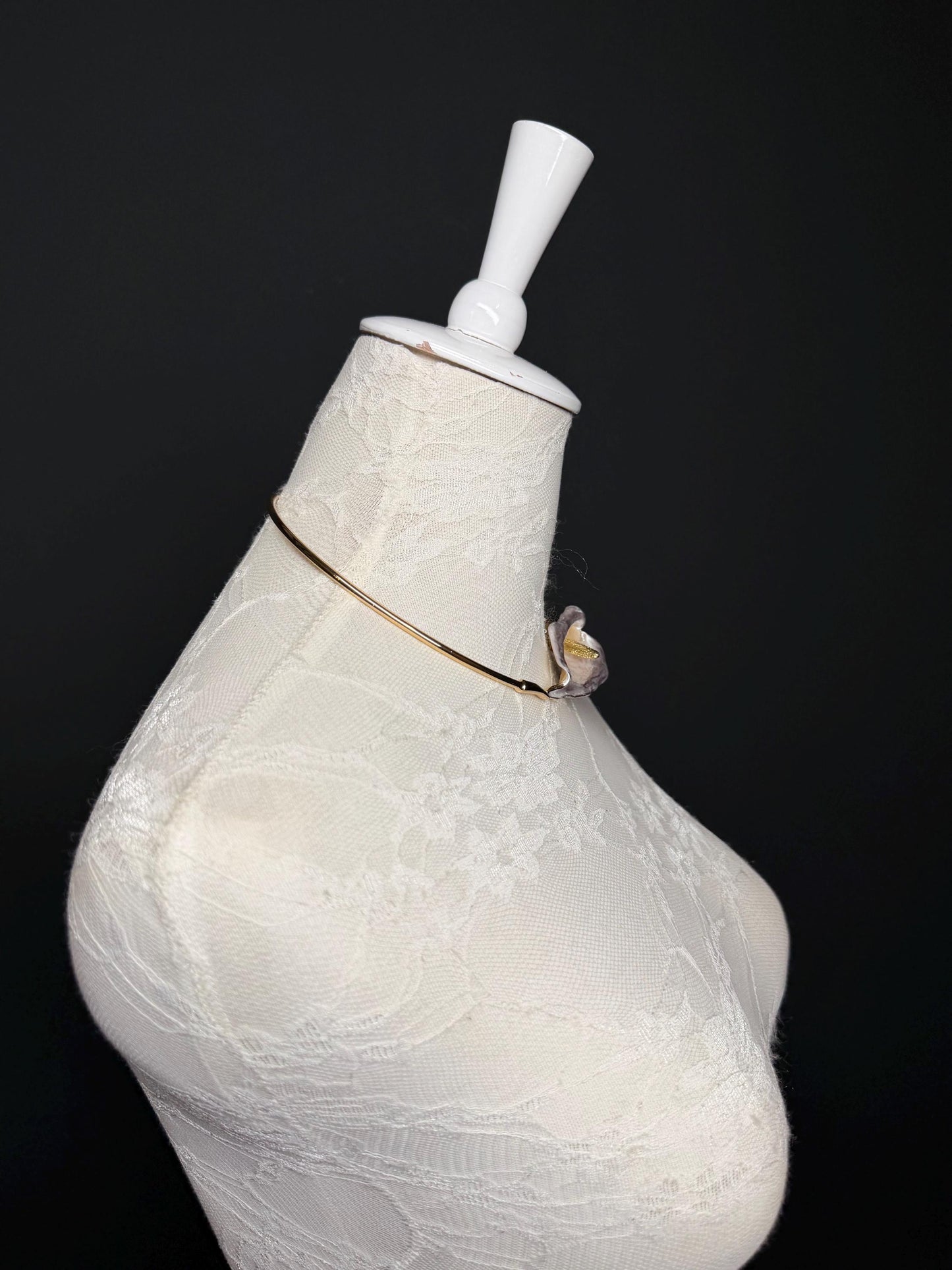 Handmade Leaf Petal Metal Choker Necklace, Bridal Weddings
