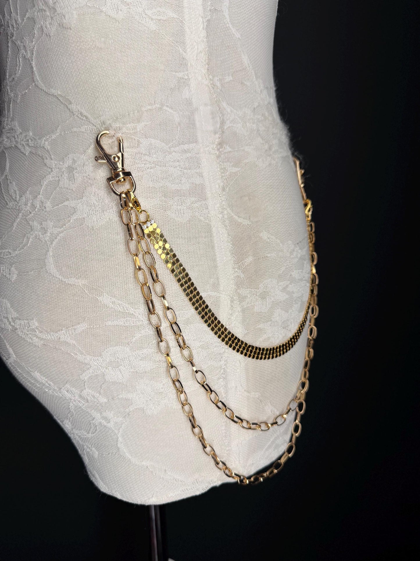 Multi-Layer Jeans Chain, Hip Hop Street Fashion, Custom Sizes, Silver, Gold