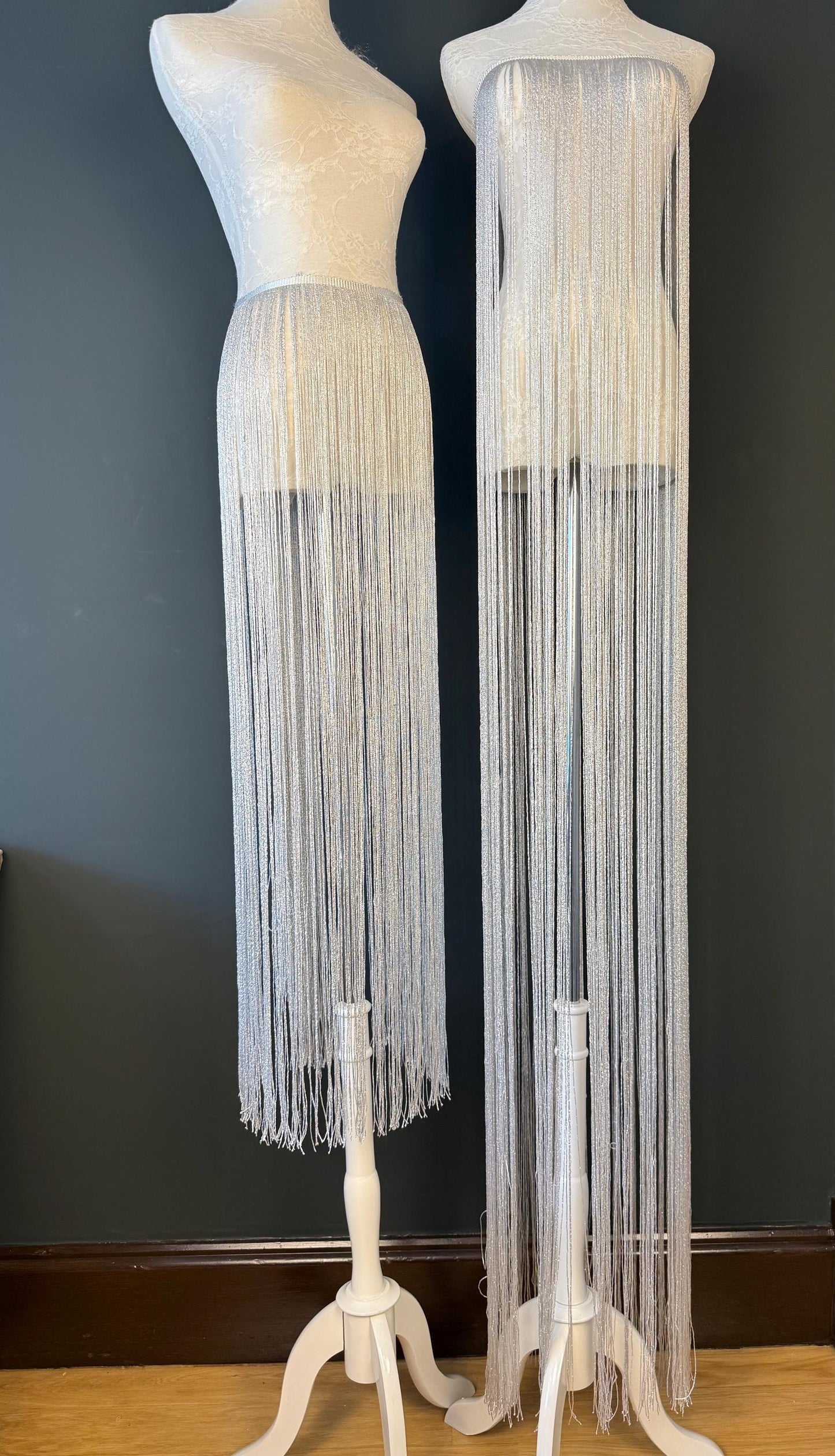 Extra Long Lurex Fringe Trim 67” Metallic Gold Silver for Costume Dance Dress Sewing